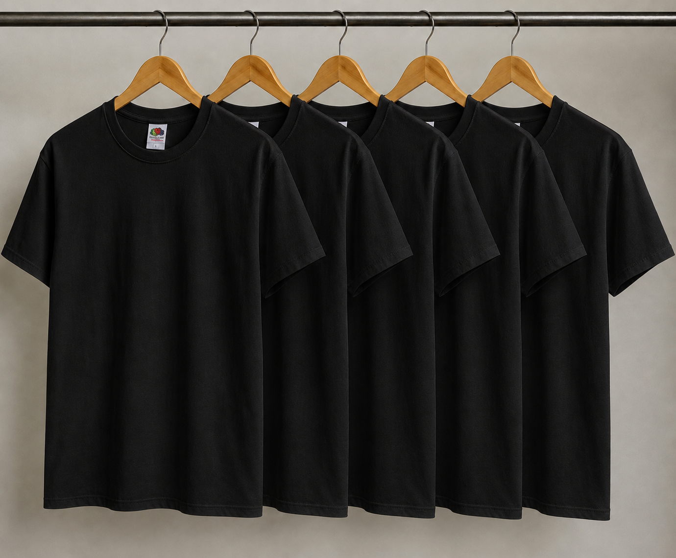 Fruit of the Loom, 5 Pack of Black T-Shirts
